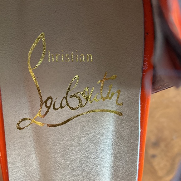 Christian Louboutin Paris Orange Patent Leather Heels - Picture 7 of 8